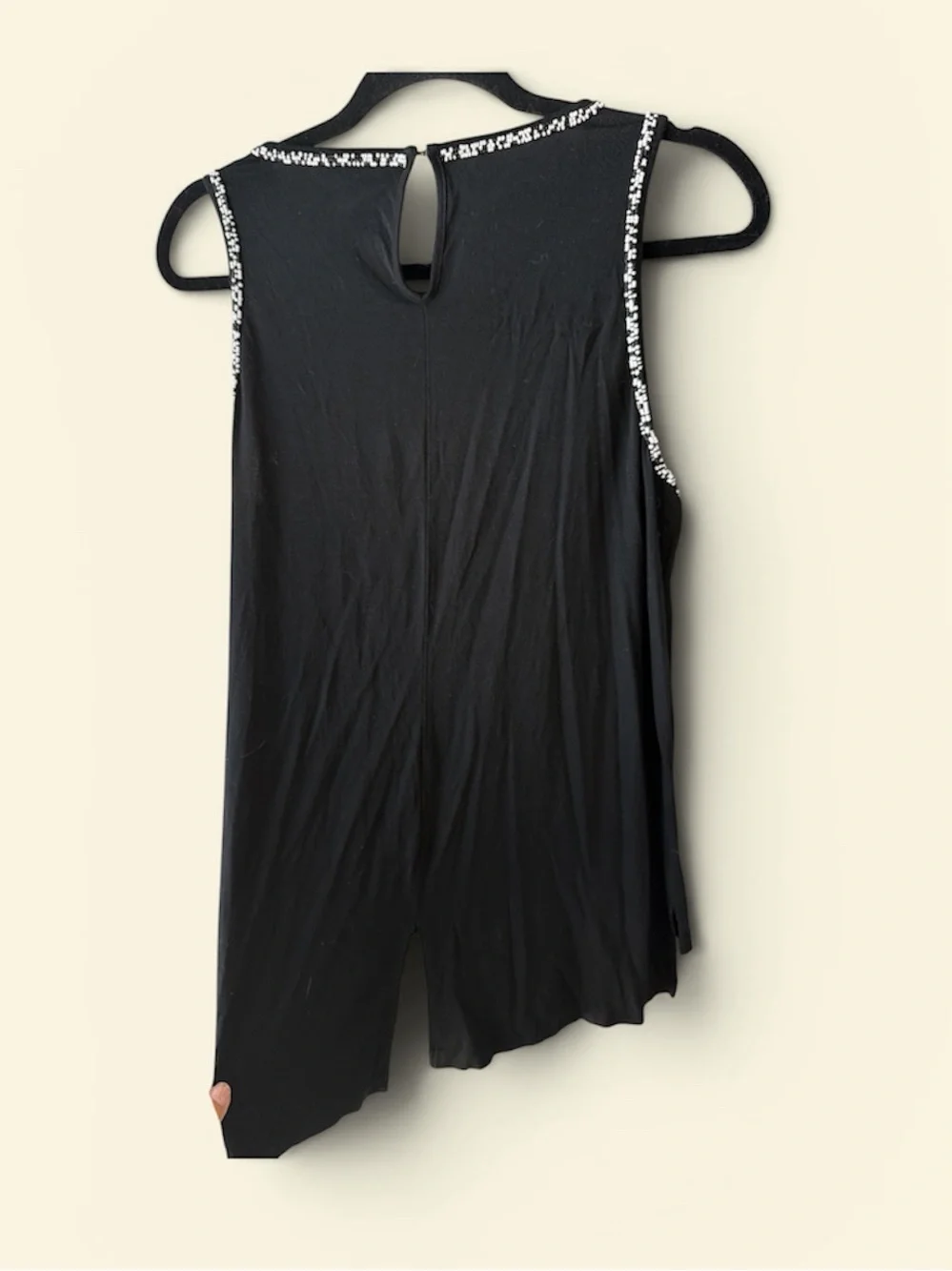 Vince Camuto Black Sleeveless Tank with Silver Bead Trim